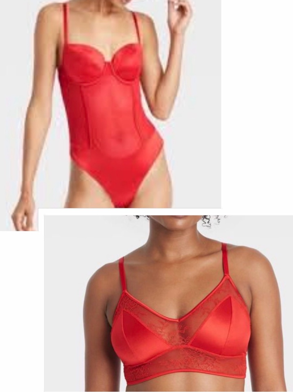 NWT! Auden Satin Lightly Lined Mesh Lingerie Bodysuit & Bralette Set